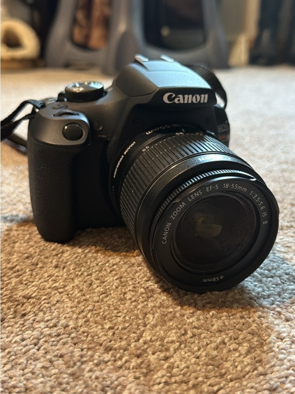 Canon Black DSLR with EF-S 18-55mm Zoom Lens